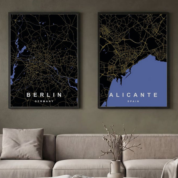 Set of 2 Midnight Cityscapes