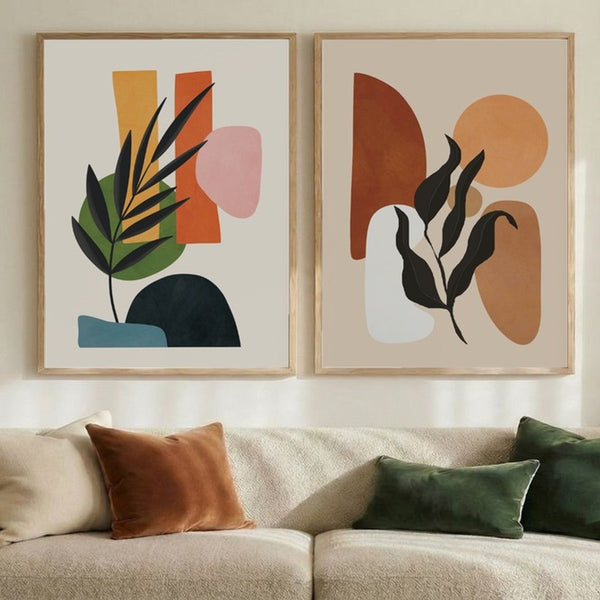 Set of 2 Modern Botanical Abstracts