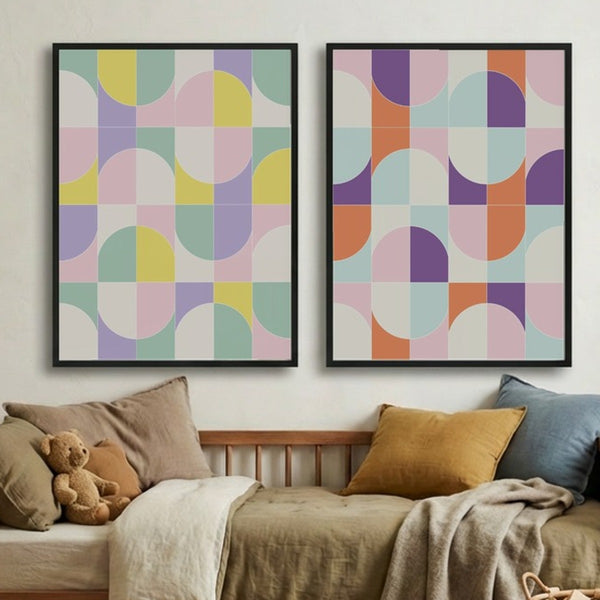 Set of 2 Pastel Geometry