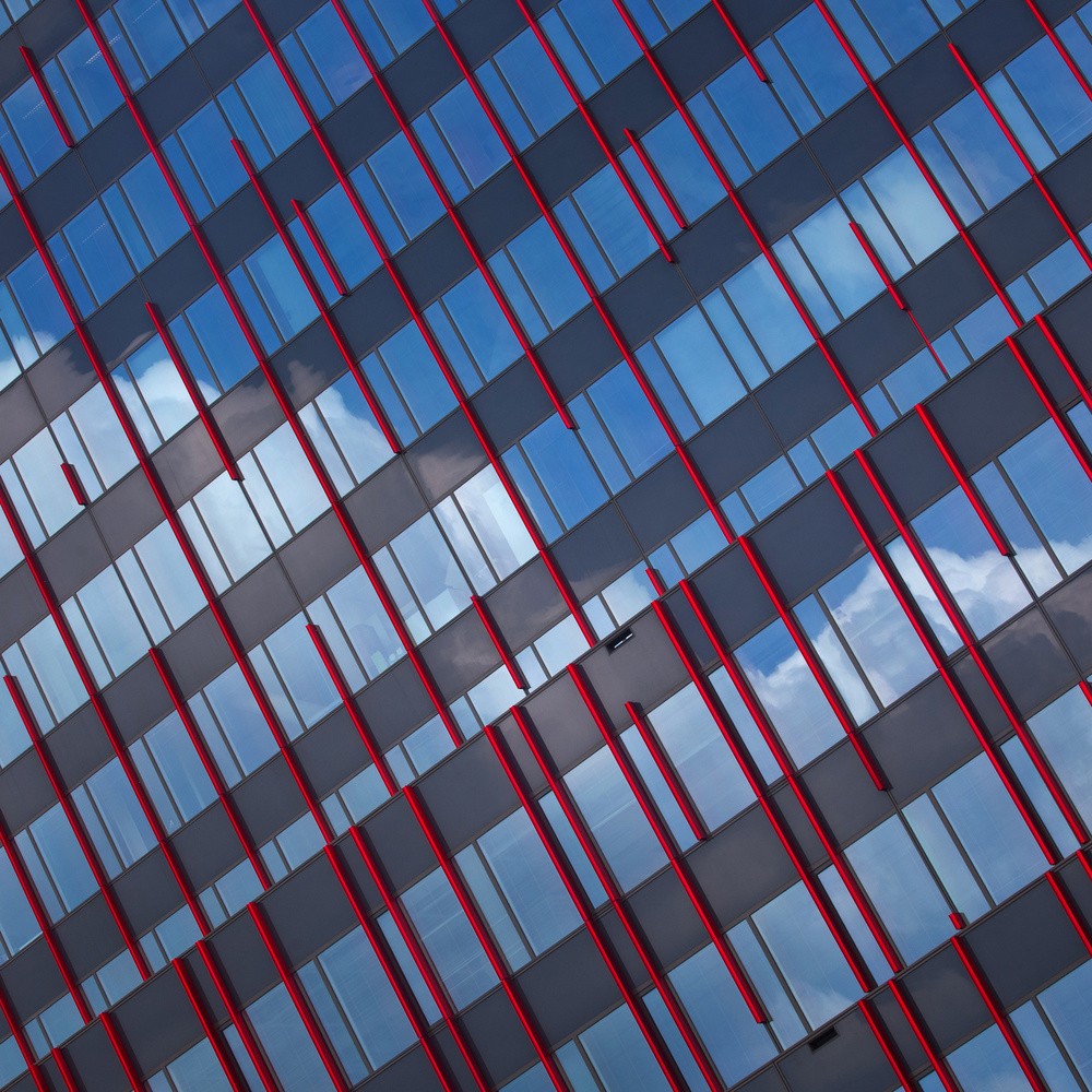 Red stripes in blue