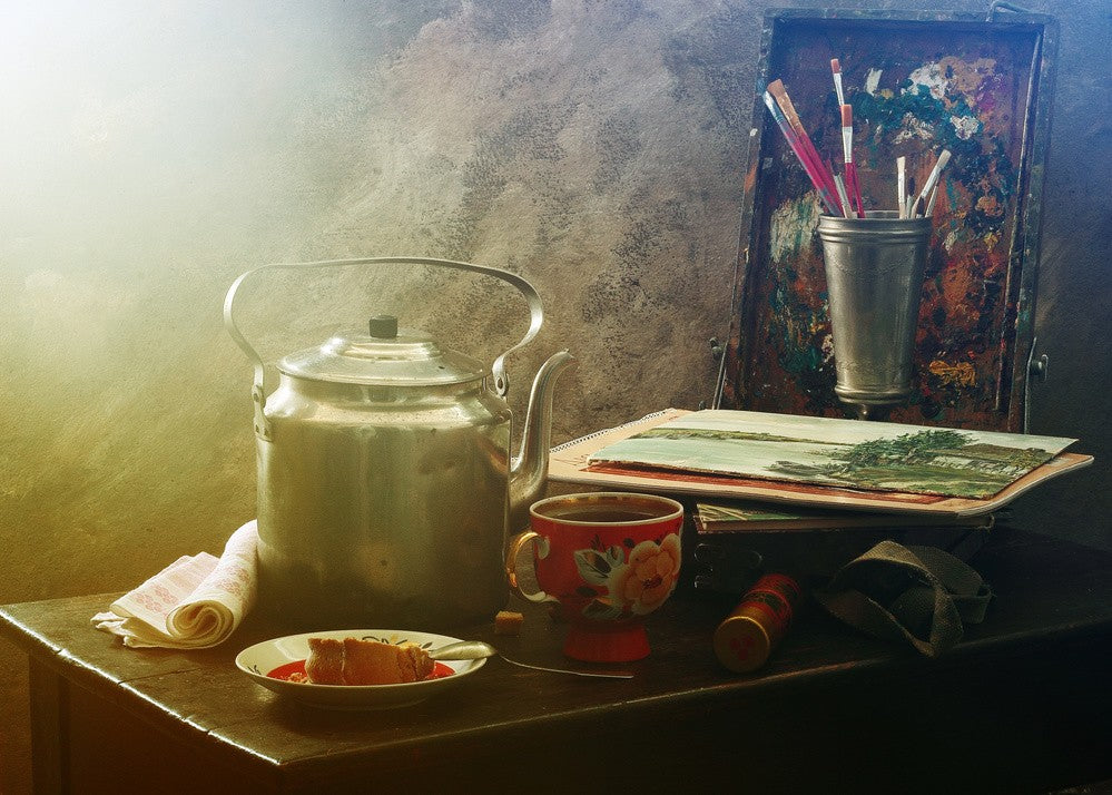 Still life with sketchbook