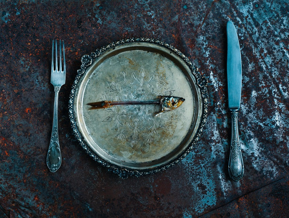 Fish Skeleton On An Ornate Plate
