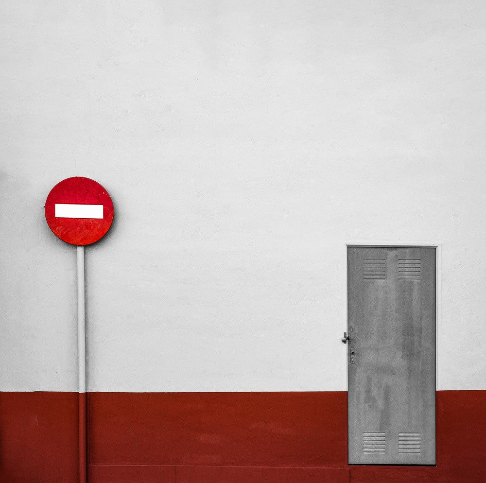 Composition with door and sign
