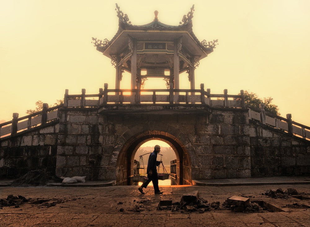 A foggy sunrise in Yangshuo