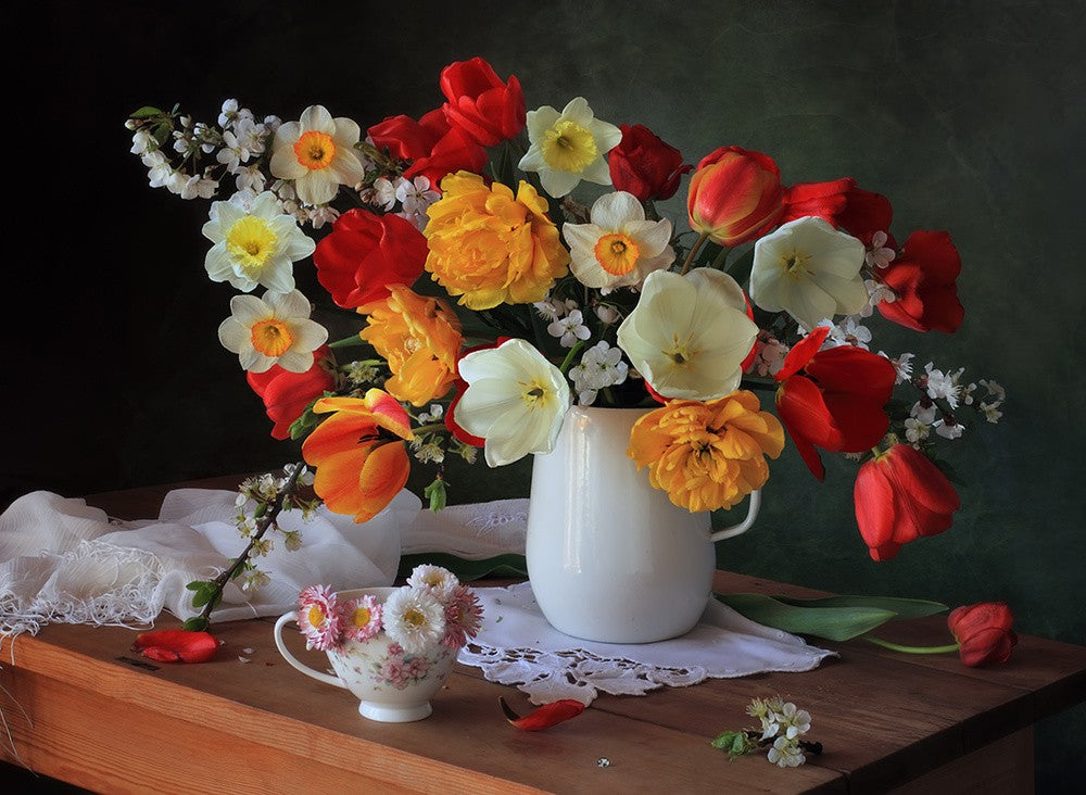 With spring bouquets