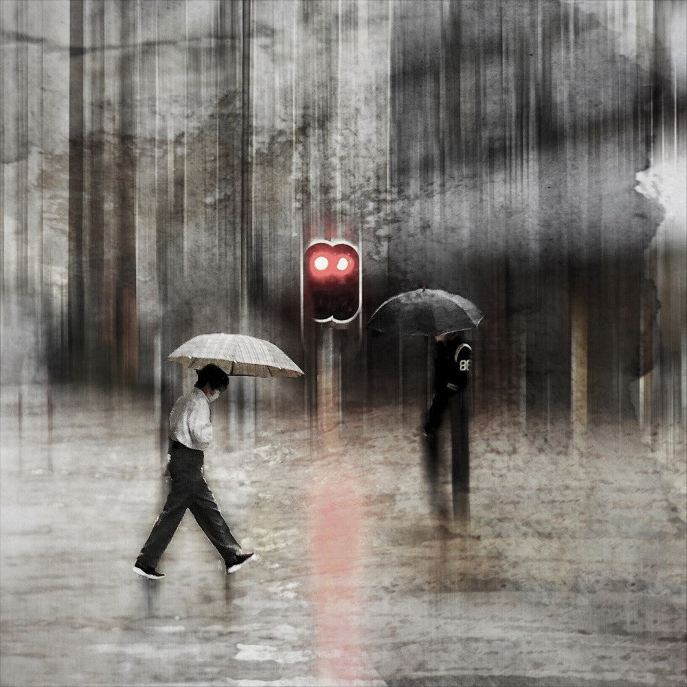 passerby in the rain