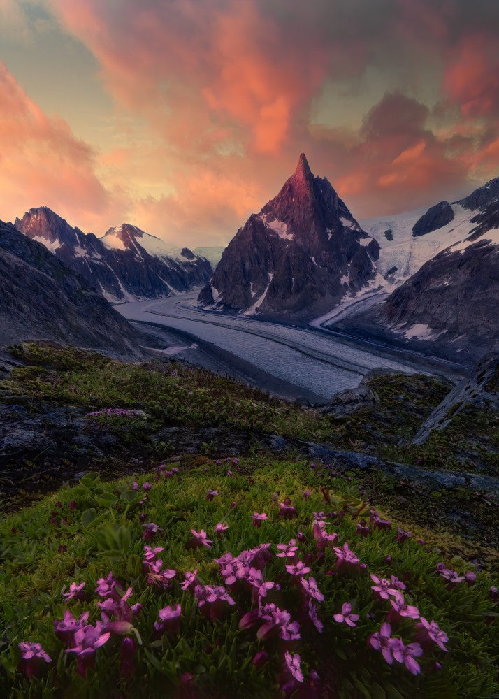 Sunset on glacier