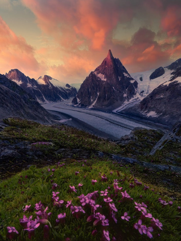 Sunset on glacier