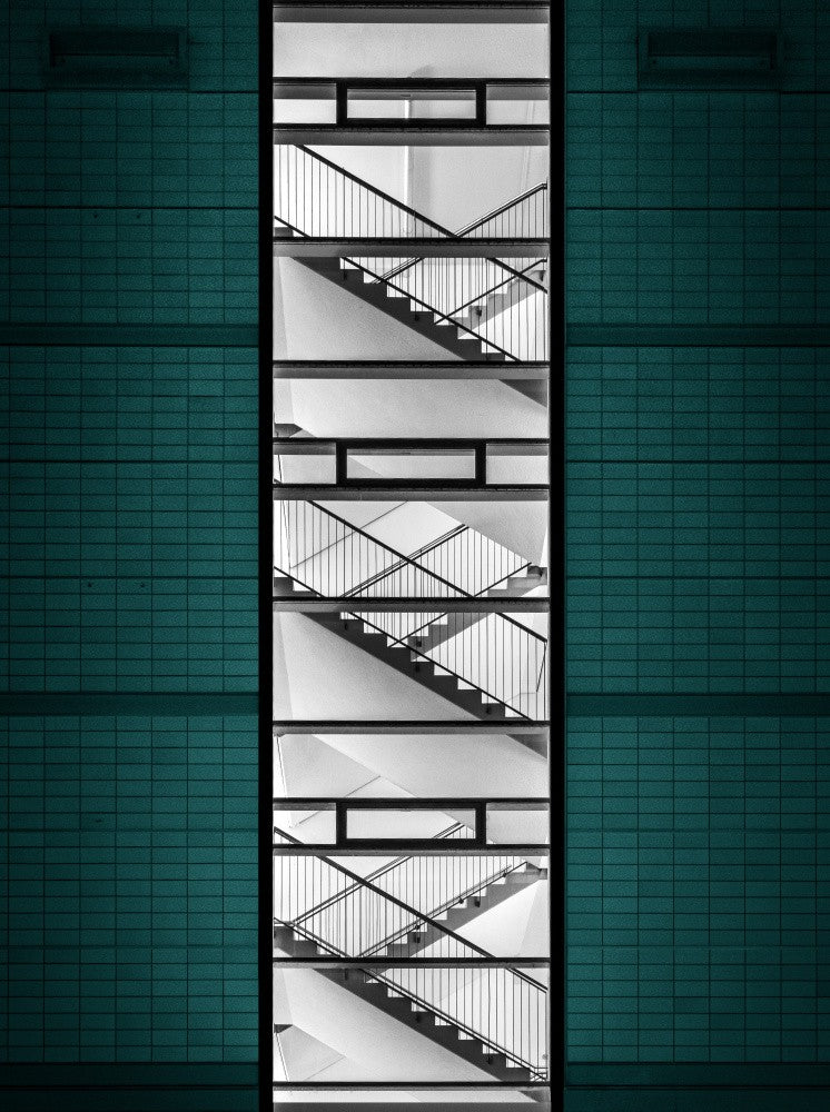 staircase in turquoise