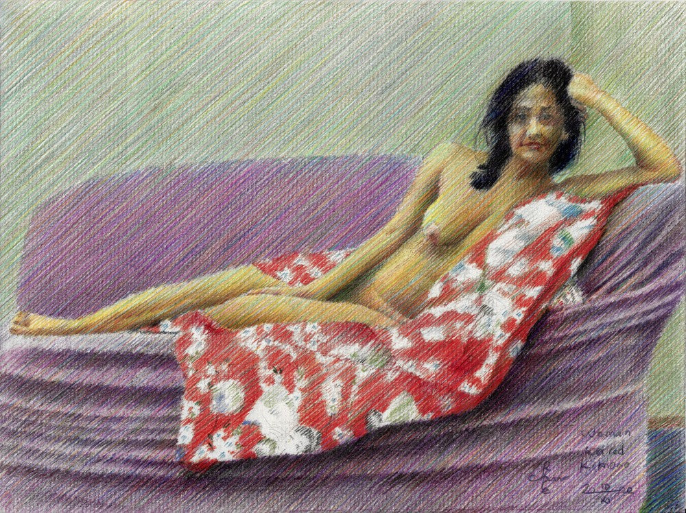 Frau in rotem Kimono - 10-11-22