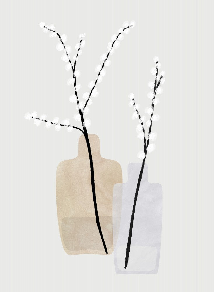Flower branches in vases