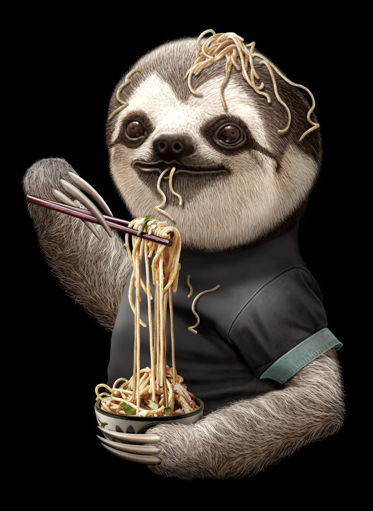 SLOTH EATING NOODLE
