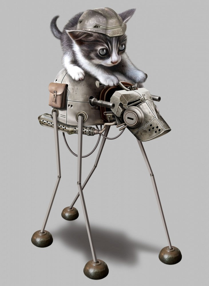 Katze auf Roboter
