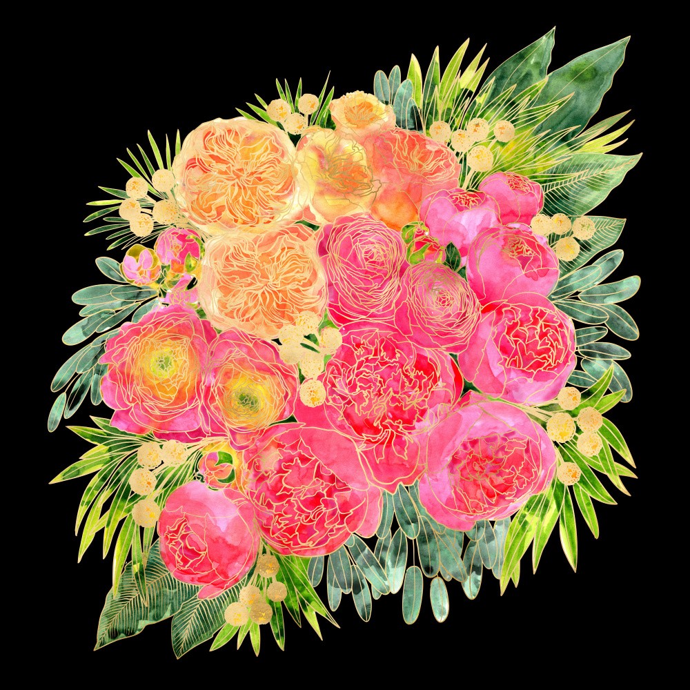 Colorful Rekha bouquet in black