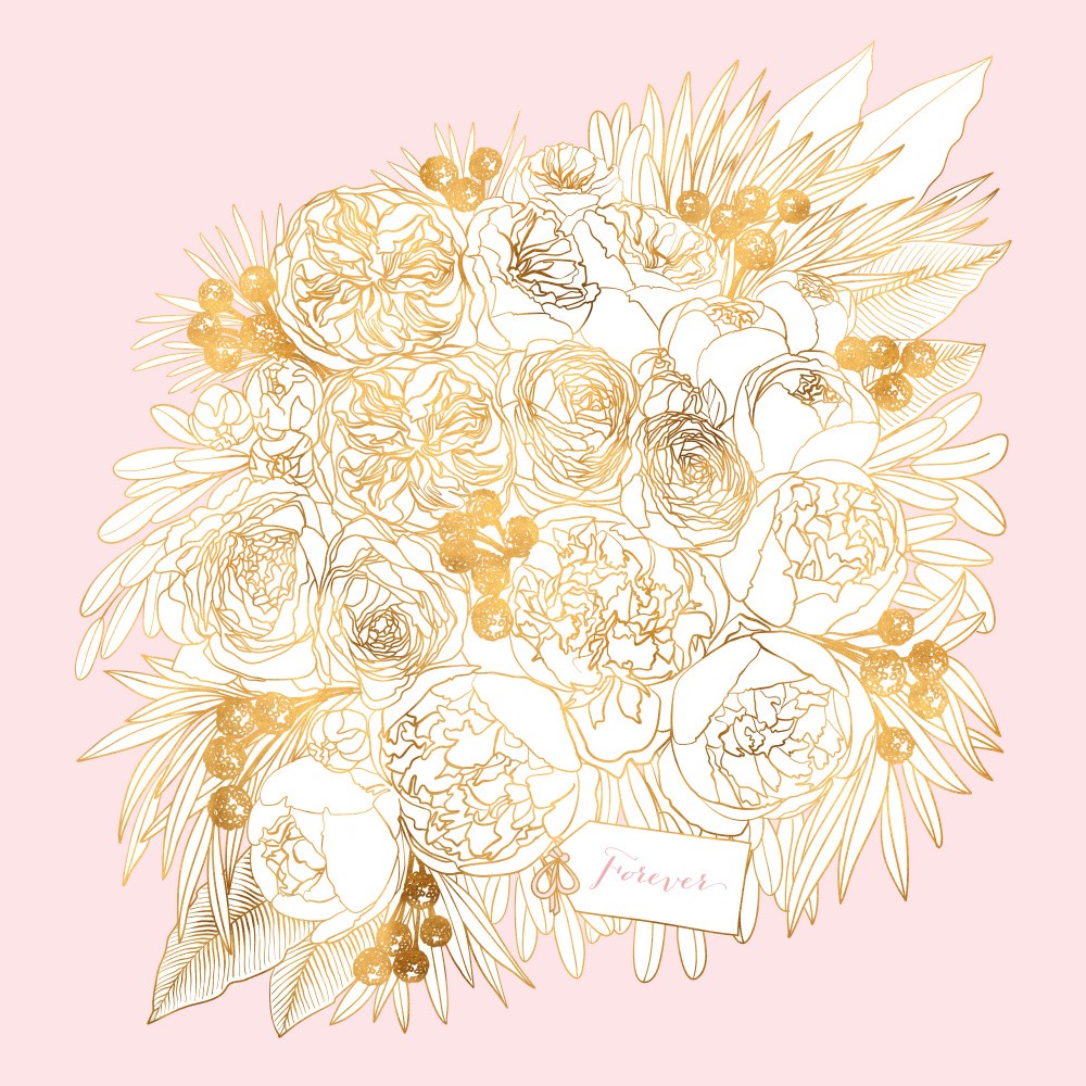 Forever Rekha floral bouquet in gold and pink