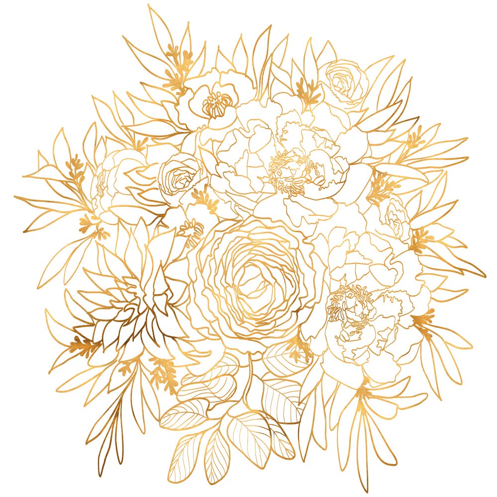 Nanette line art bouquet in gold