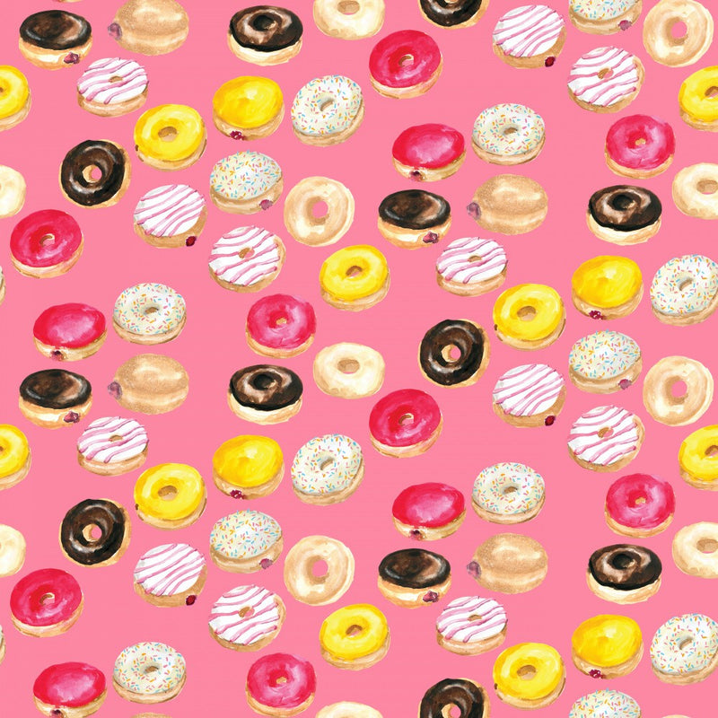 Motif de beignets à l'aquarelle rose vif