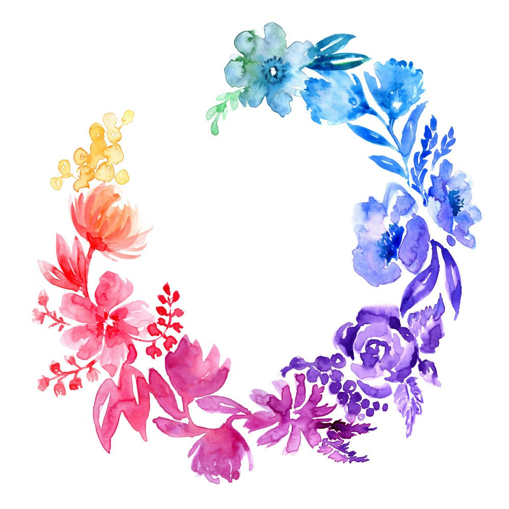 Ombre watercolor wreath
