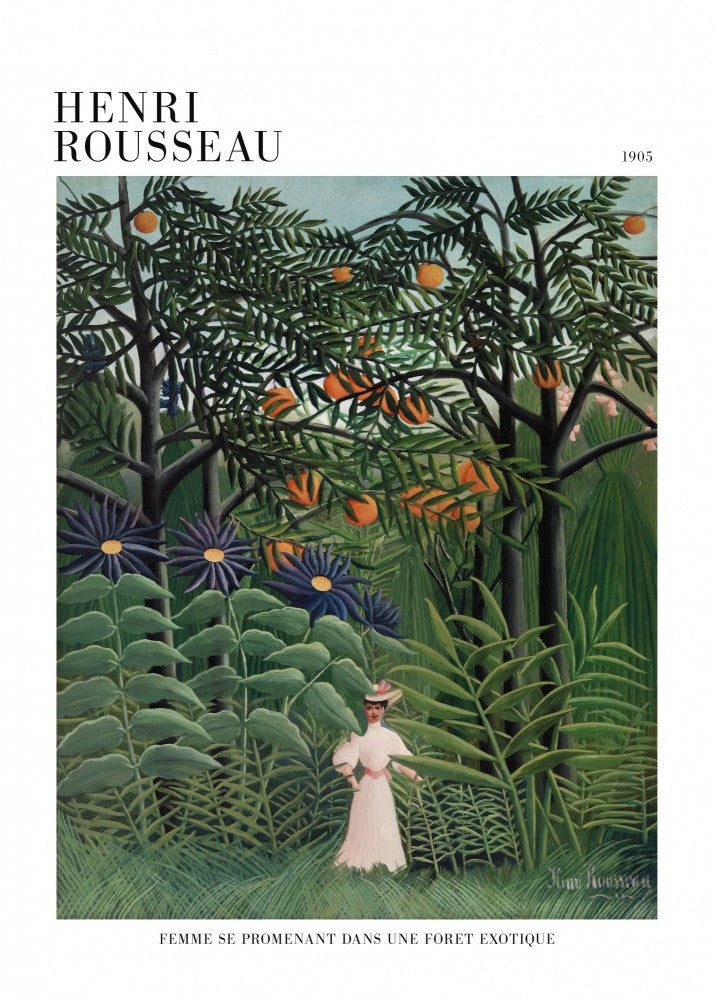 Femme Se Promenant Dans Une Foret Exotique