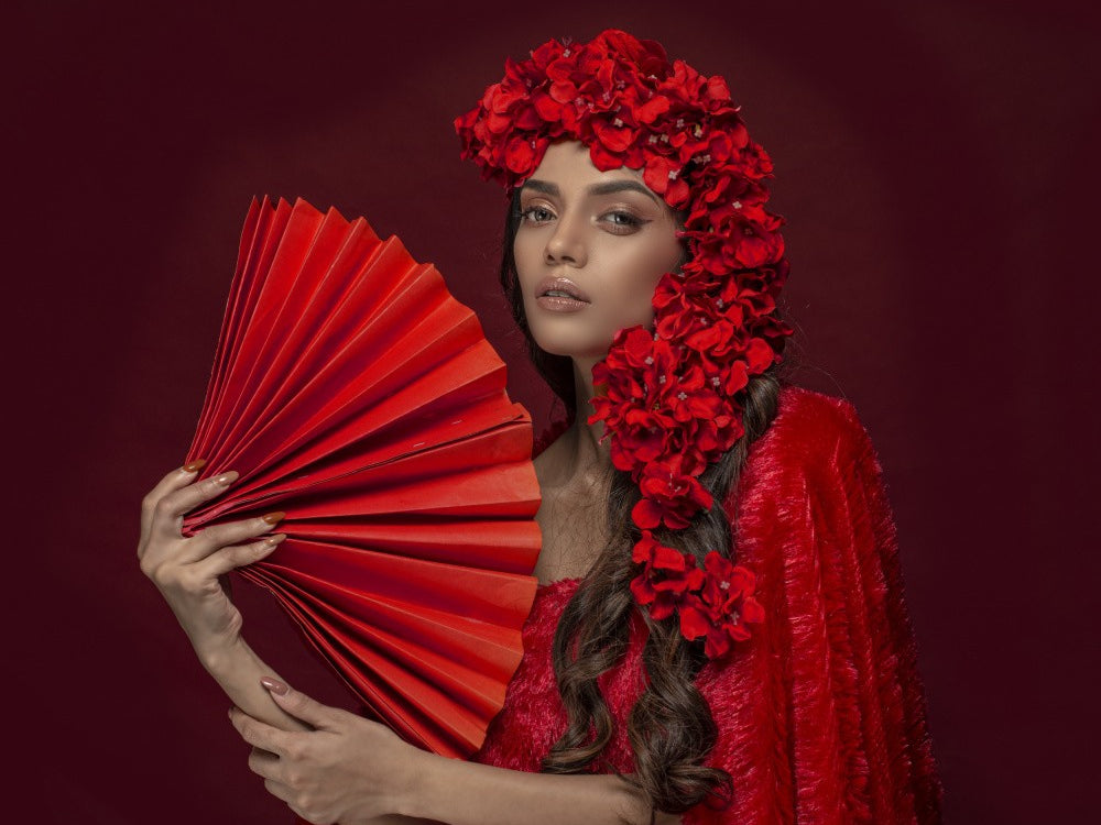 LADY WITH RED FAN