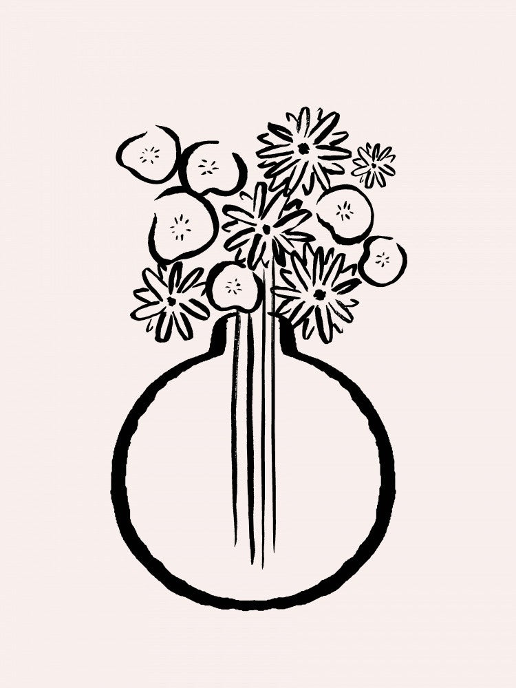 Monochrome Flowers In Vase