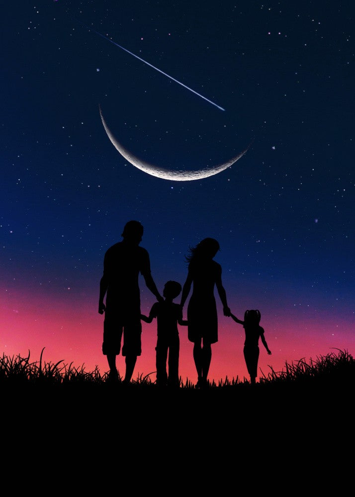 Family Silhouette At Night