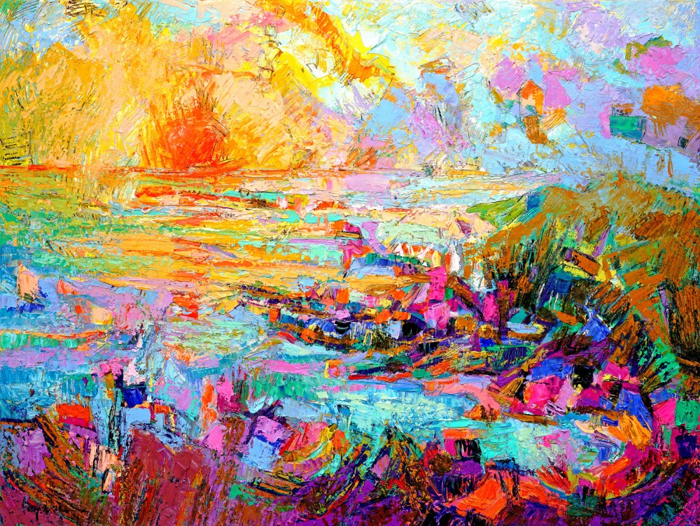 Sunset Over A Vivid Landscape