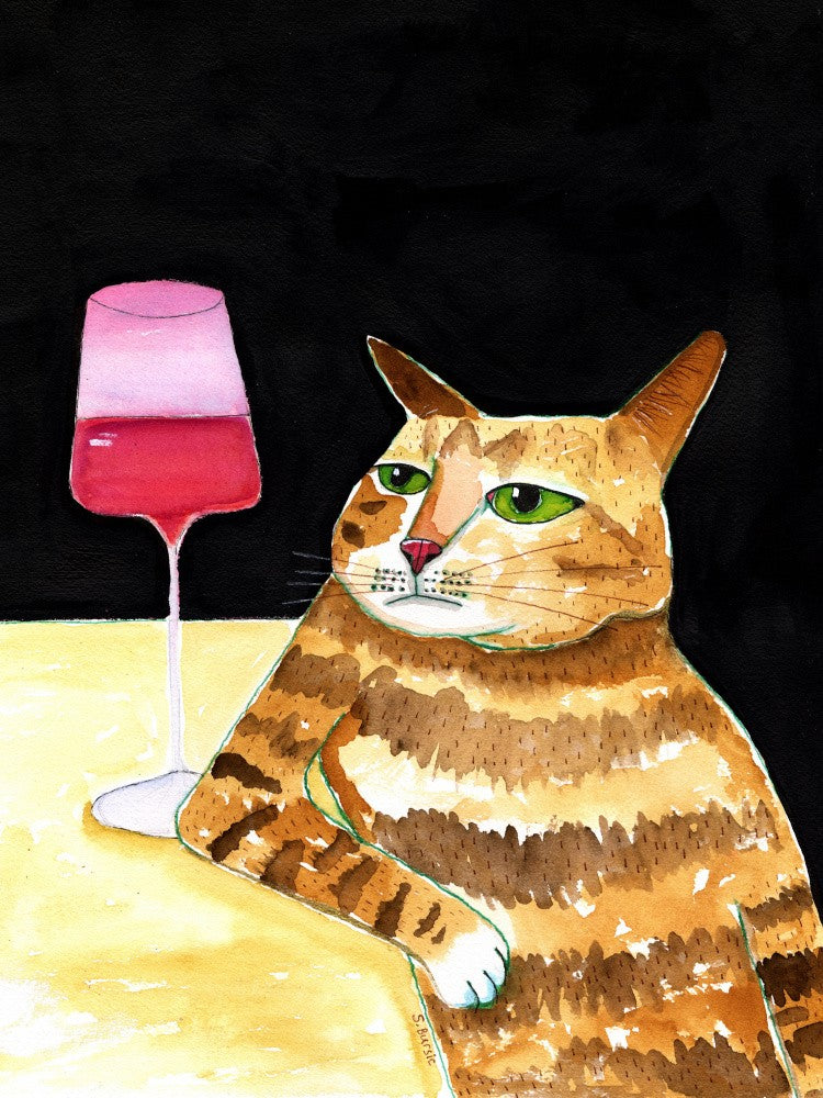 Chat - Soirée vin du vendredi - Humour de chat amusant