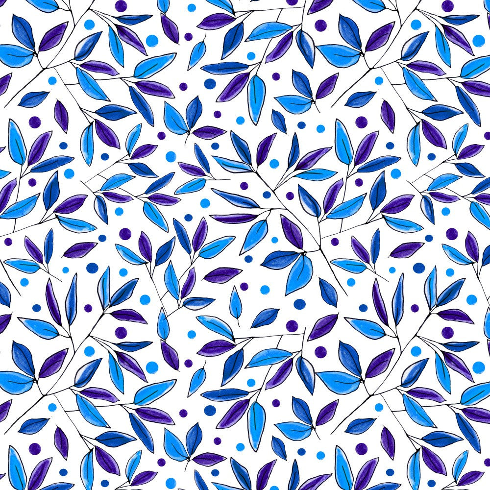 Floral Branches Navy Indigo