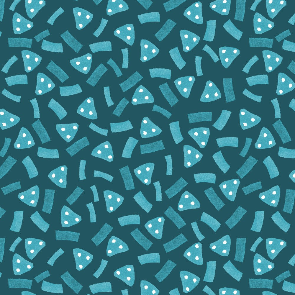 Geometric Marks Navy Turquoise On Green