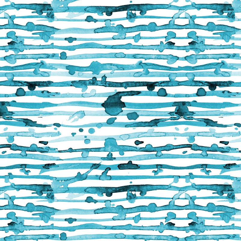 Indigo Teal Line Splatter Watercolor