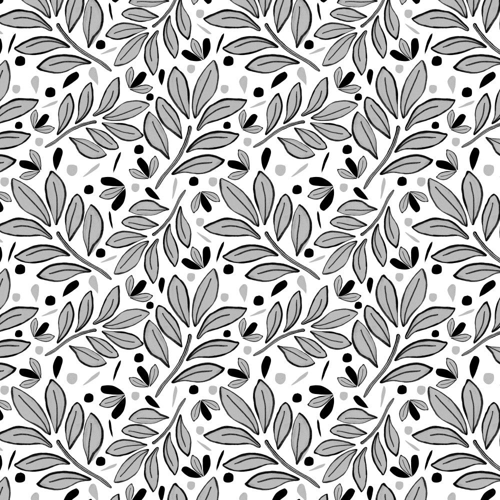 Lushy Leaves Black White