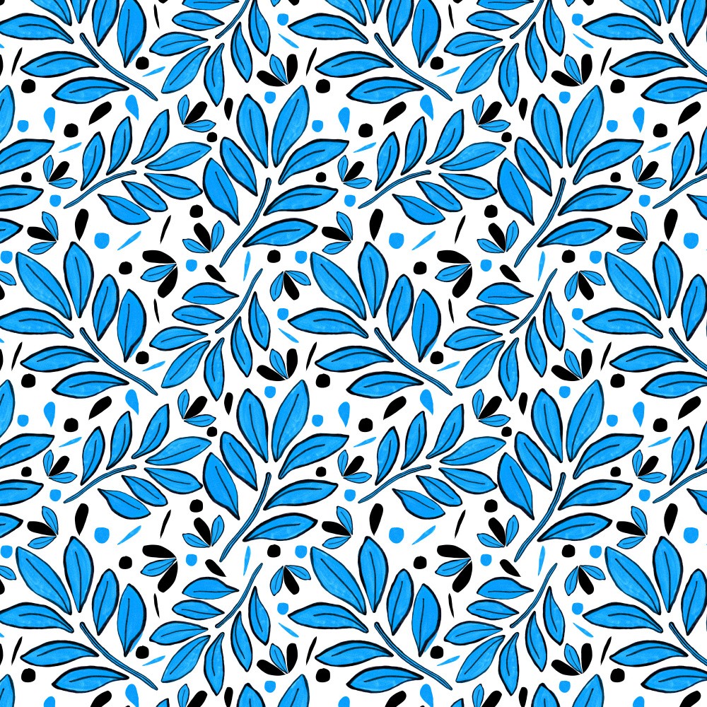 Lushy Leaves Blue Black
