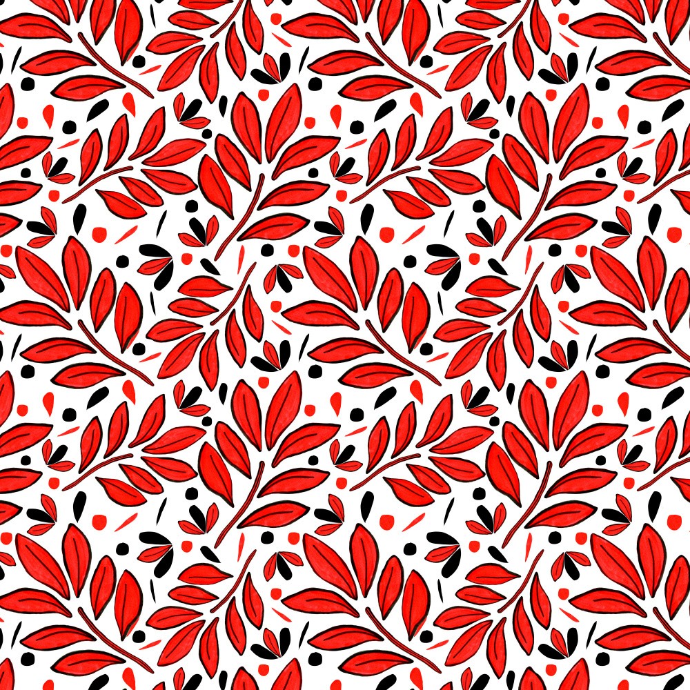 Lushy Leaves Red Black
