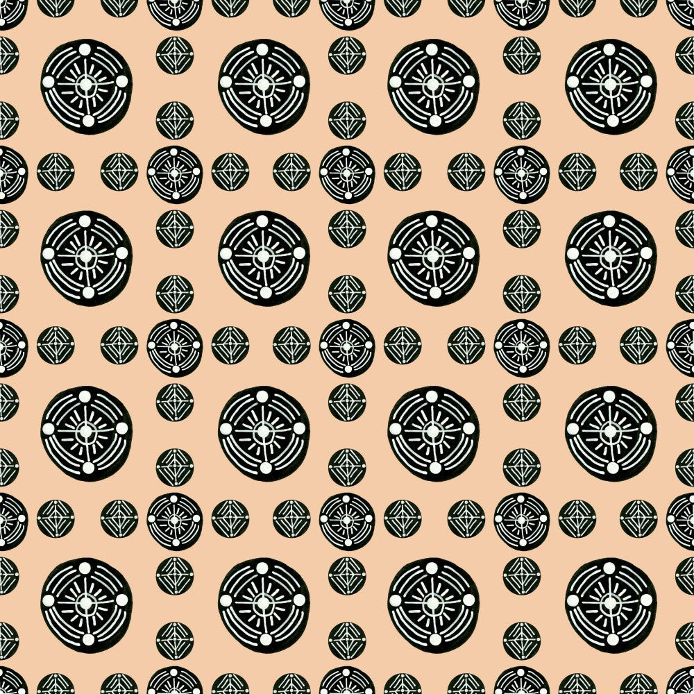 Tribal Ethnic Circles Geometric Black White On Brown