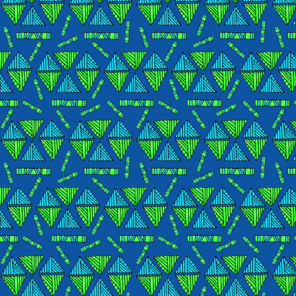 Tribal Triangles Shapes Teal Lime