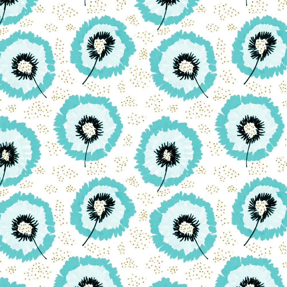 Flower Fringes Polka Dot teal