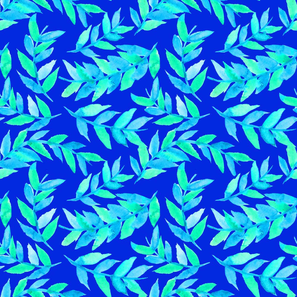 Turquoise On Blue Leaves Curved