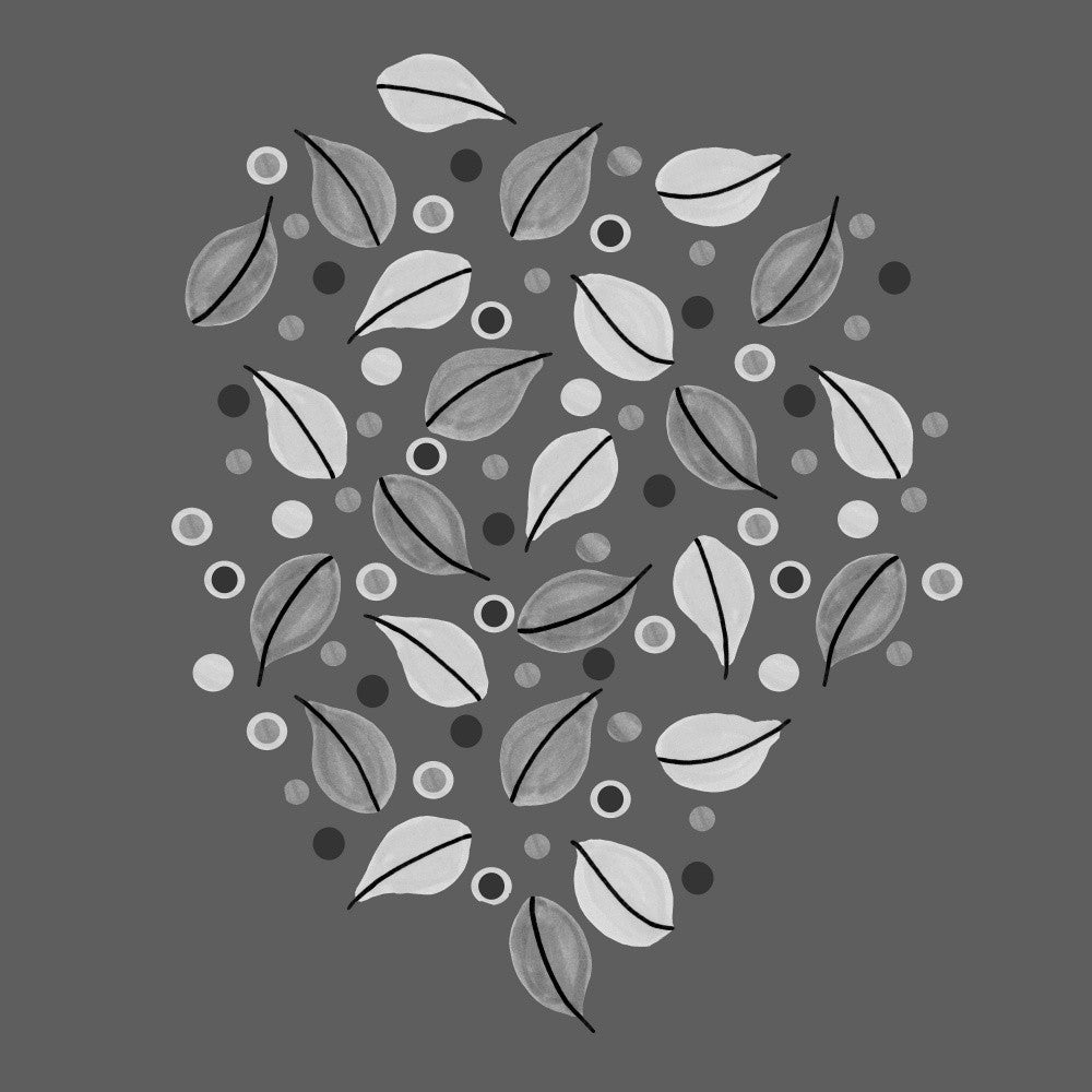 Black and White Fallen Leaves On Gray