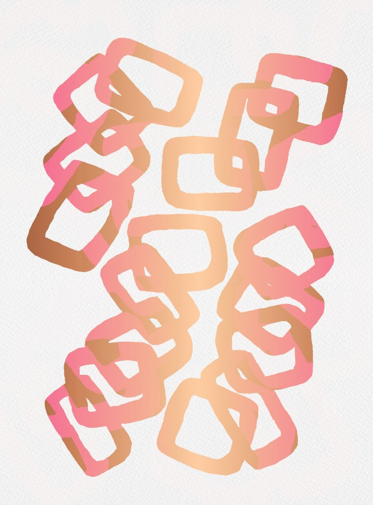 Gold Pink Rectangle Chain