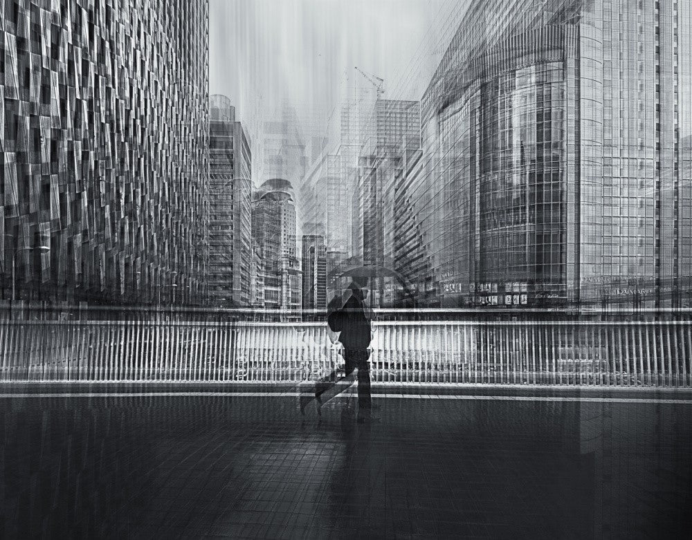 Silent rain in the city