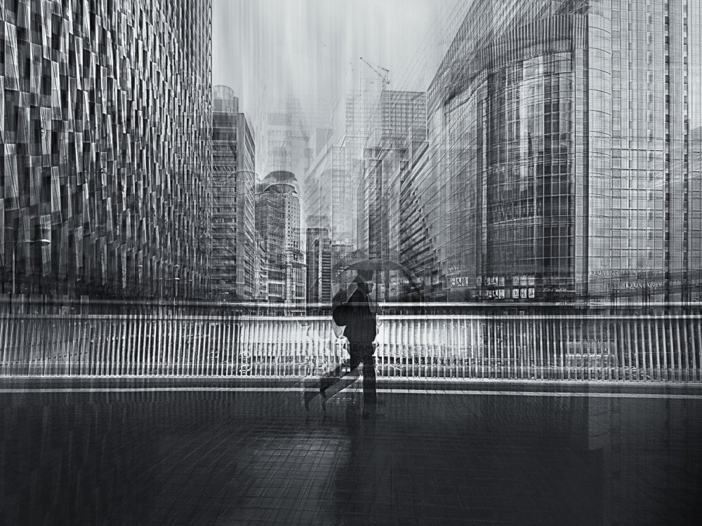 Silent rain in the city