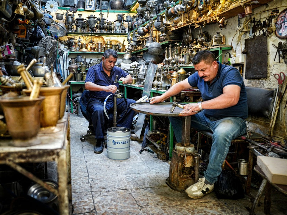 The traditional coppersmith profession in the city of Mosul