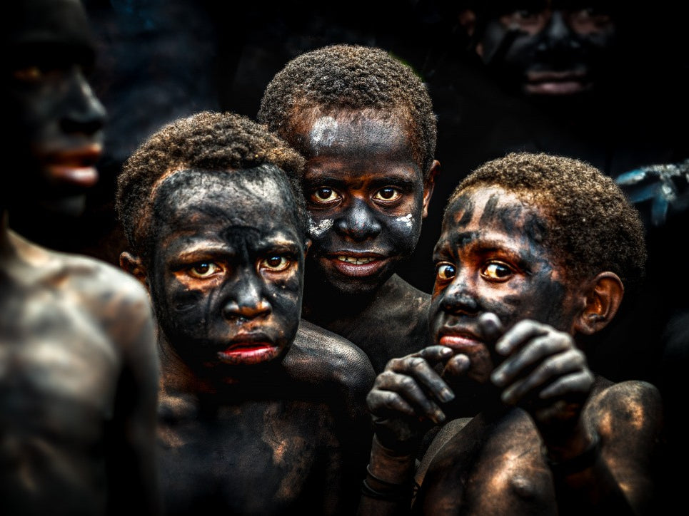 Performance again slavery, Papua New Guinea Highlands