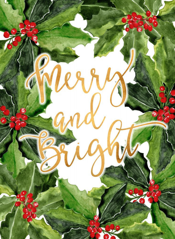 Merry and bright holly floral art