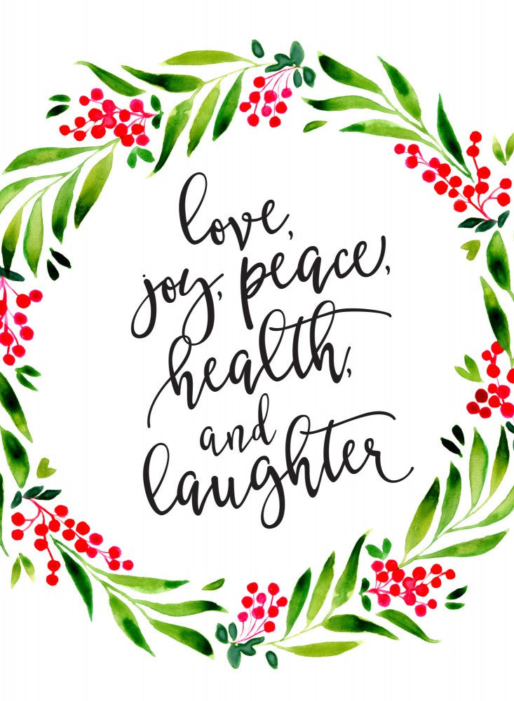 Watercolor wreath with holiday wishes