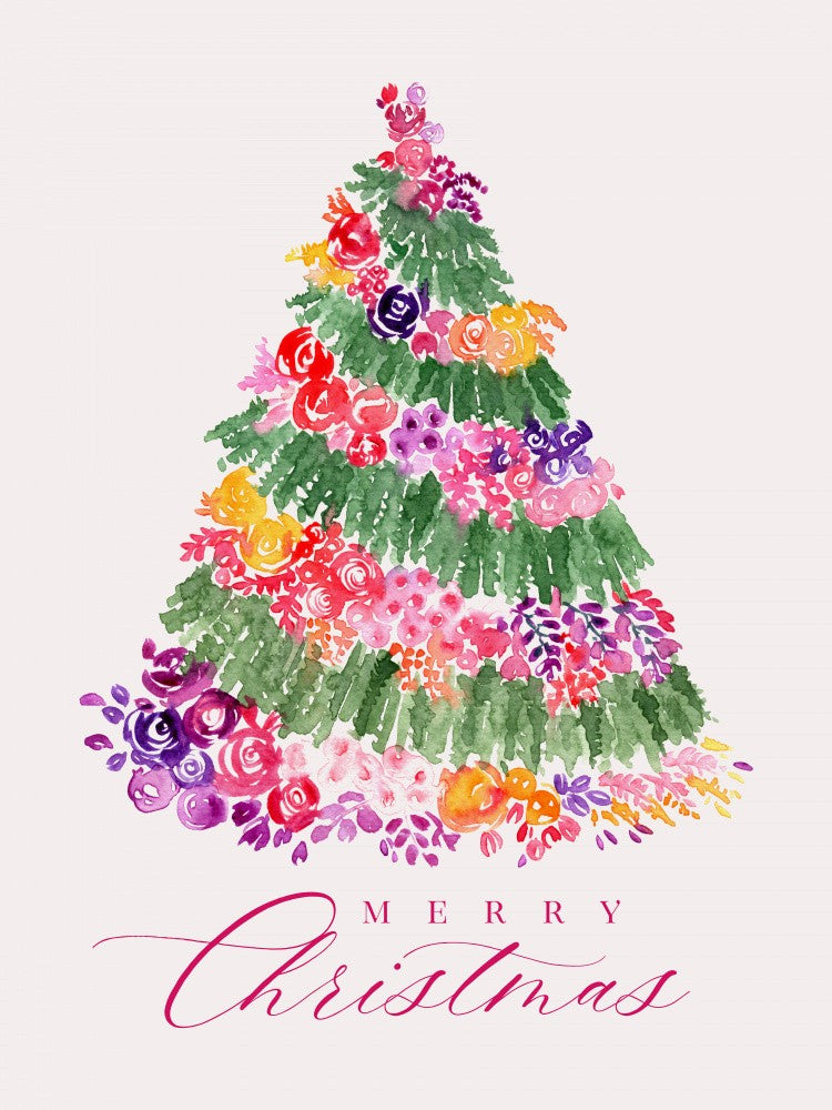 Floral Christmas tree in pink