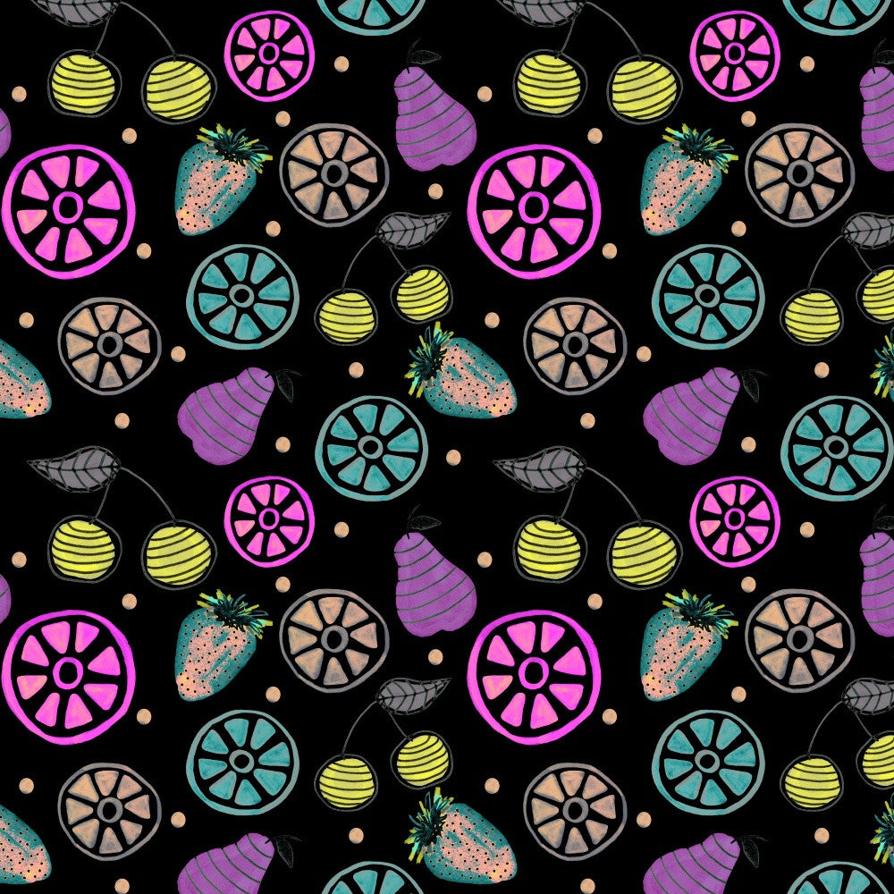 Lavender Green On Black Fruit Bowl