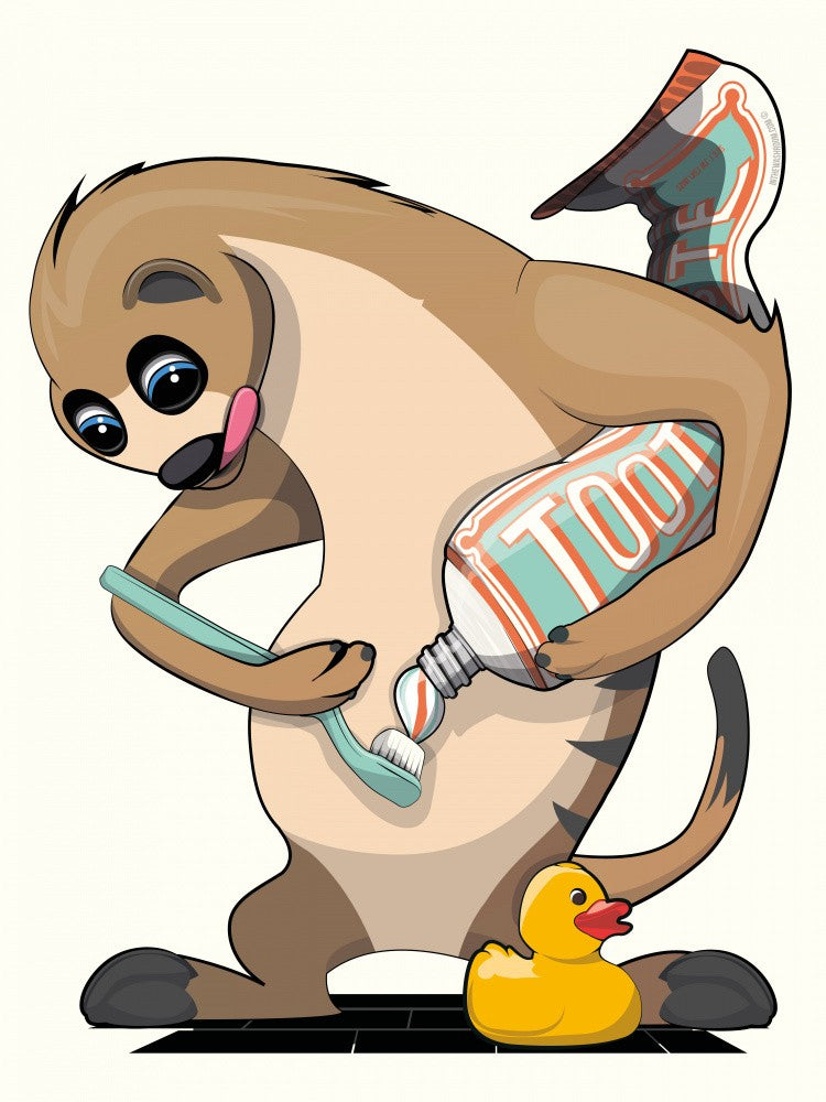 18x24 Inch Meerkat Brushing Teeth