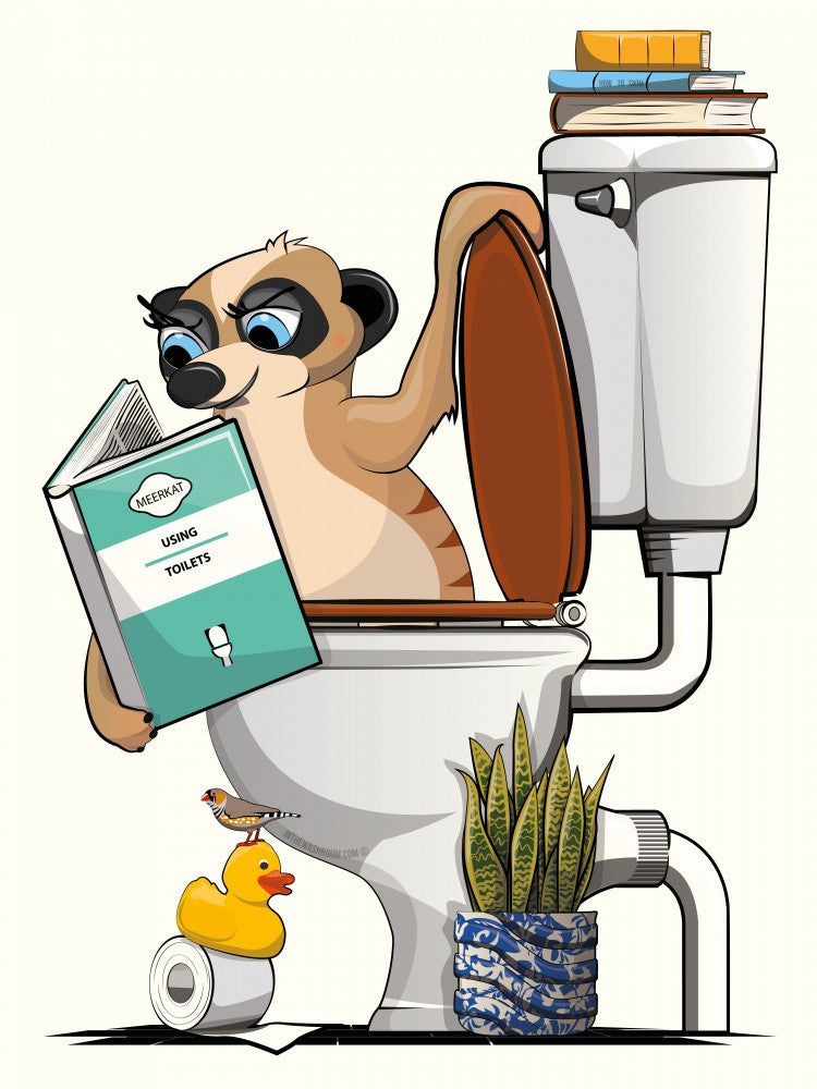 18x24 Inch Meerkat In Toilet